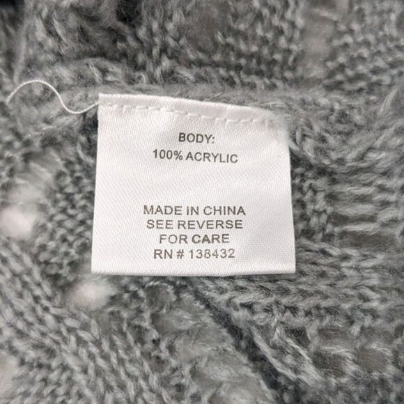 ModCloth Gray Open Knit Crochet Sweater Top Round Neck 3/4 Sleeve Soft Comfy M - Picture 8 of 9